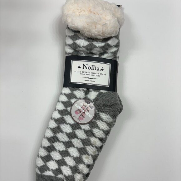 Sherpa Non-Skid Heavy Socks - Gray /White - Adult Unisex - OS - NWT - Picture 2 of 6